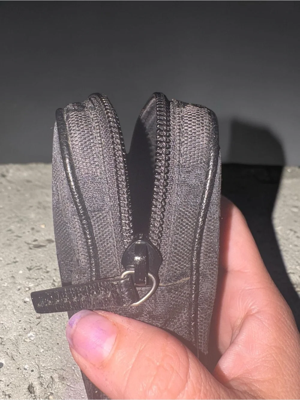 Vintage Gucci Black GG Canvas Toiletry Pouch with Leather Trim from 1990’s